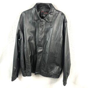 Leather Jacket Mens Extra Large Black Full Zip Bomber Biker Classic Phase II